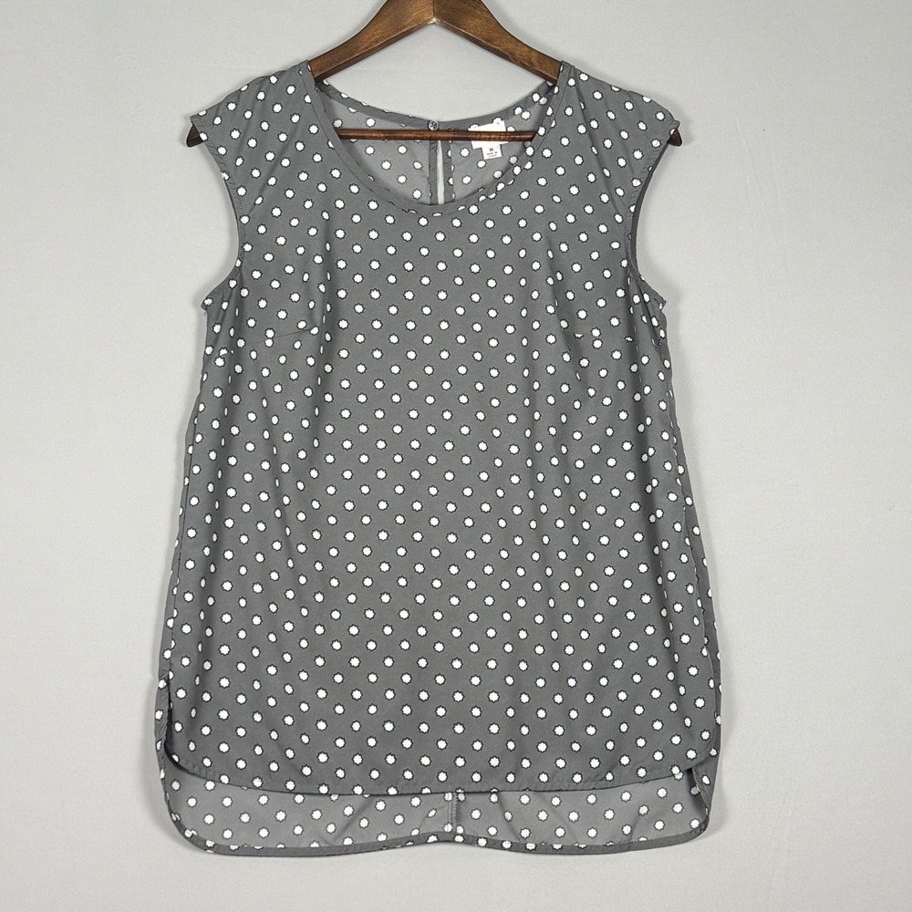 Merona Blouse Women Medium Gray Geometric Starburst Sleeveless Excellent